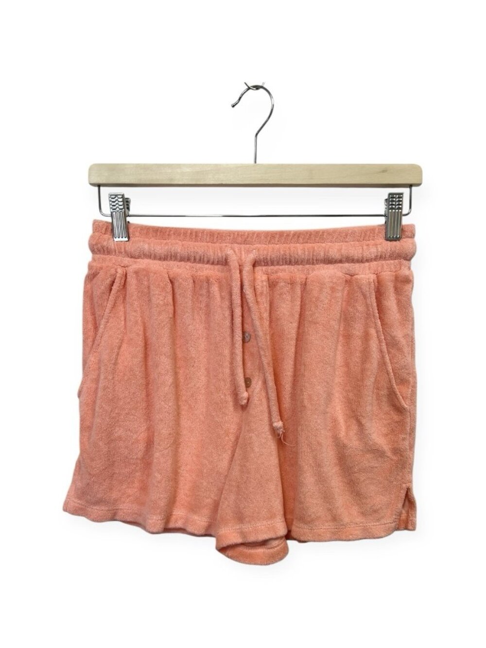 Beyond Yoga X DONNI. Terry Henley Shorts Size S Small Peach Pink Coral